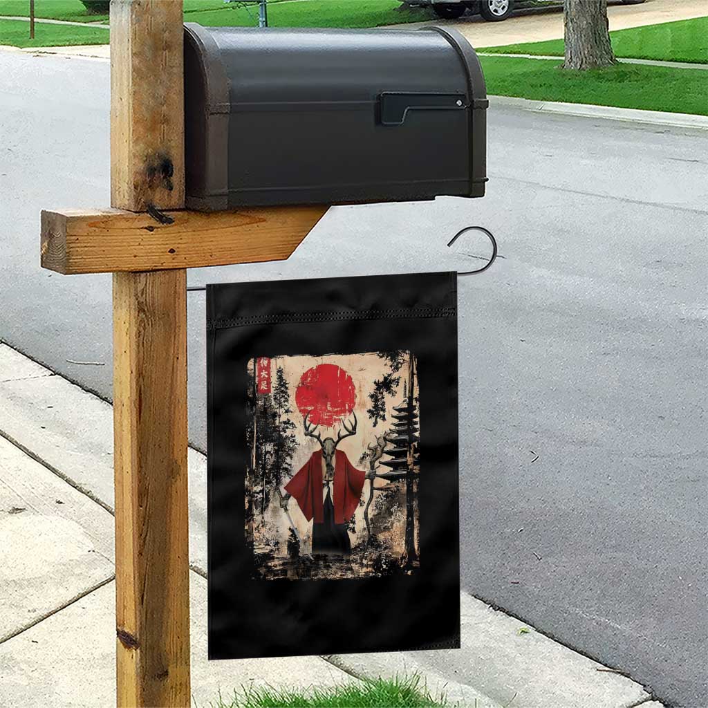 Samurai Wendigo Garden Flag Japanese Vintage Graphic Ukiyo-e Art Funny Dark Fantasy - Wonder Print Shop