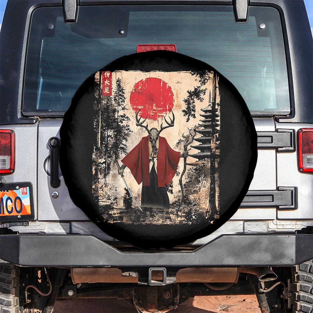 Samurai Wendigo Spare Tire Cover Japanese Vintage Graphic Ukiyo-e Art Funny Dark Fantasy - Wonder Print Shop