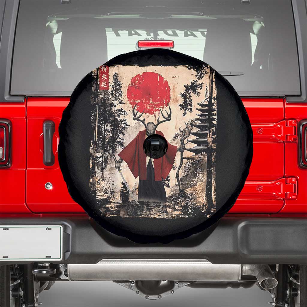 Samurai Wendigo Spare Tire Cover Japanese Vintage Graphic Ukiyo-e Art Funny Dark Fantasy - Wonder Print Shop
