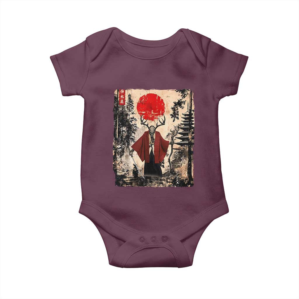 Samurai Wendigo Baby Onesie Japanese Vintage Graphic Ukiyo-e Art Funny Dark Fantasy - Wonder Print Shop
