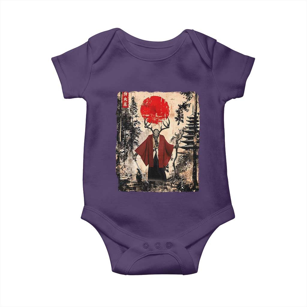 Samurai Wendigo Baby Onesie Japanese Vintage Graphic Ukiyo-e Art Funny Dark Fantasy - Wonder Print Shop