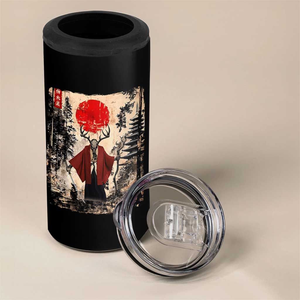 Samurai Wendigo 4 in 1 Can Cooler Tumbler Japanese Vintage Graphic Ukiyo-e Art Funny Dark Fantasy - Wonder Print Shop