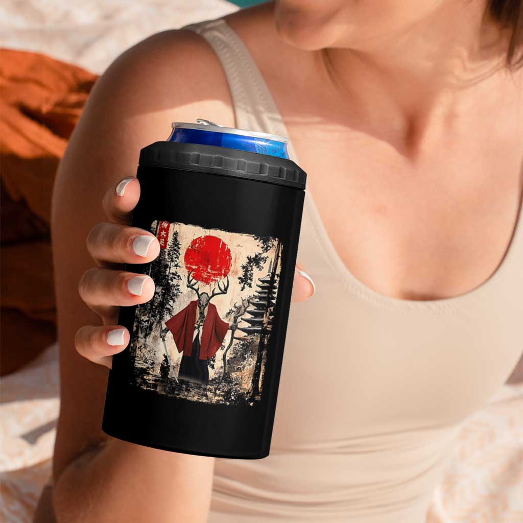 Samurai Wendigo 4 in 1 Can Cooler Tumbler Japanese Vintage Graphic Ukiyo-e Art Funny Dark Fantasy - Wonder Print Shop