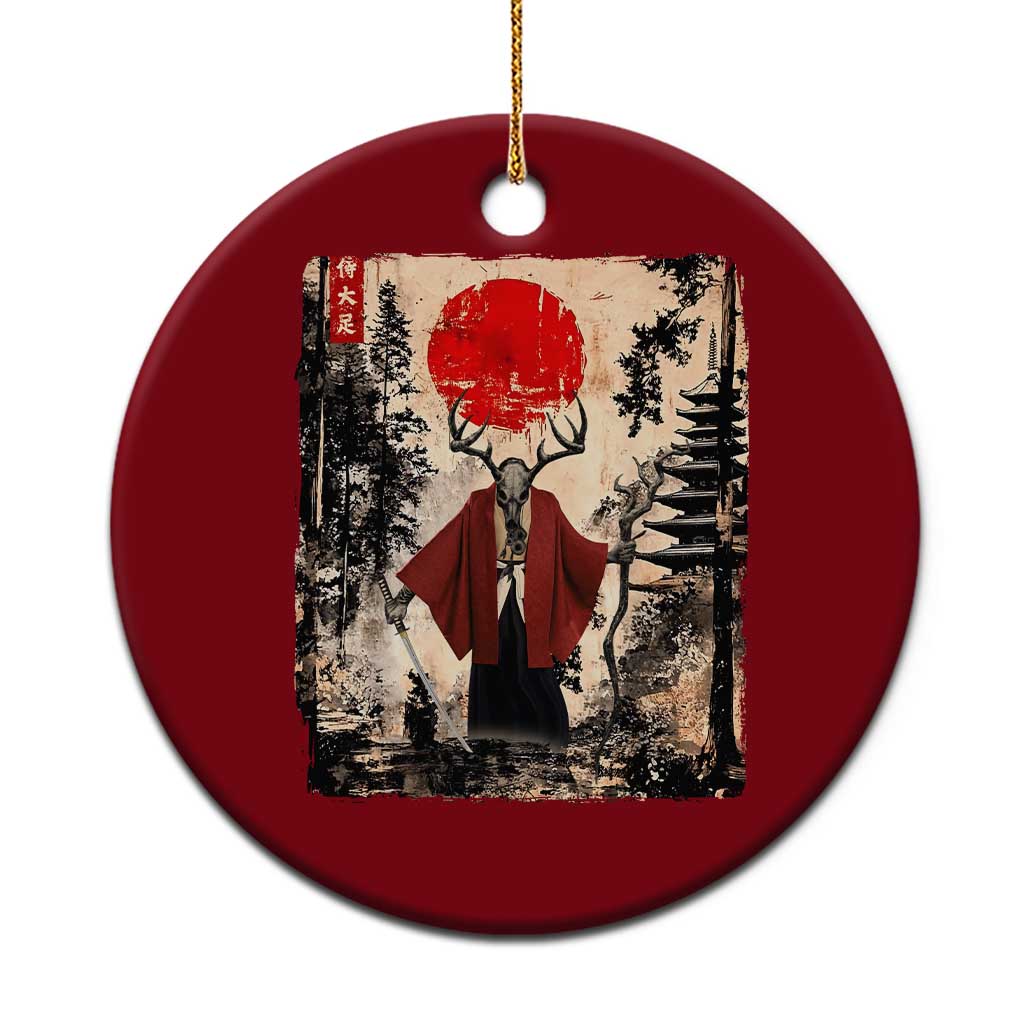Samurai Wendigo Ceramic Ornament Japanese Vintage Graphic Ukiyo-e Art Funny Dark Fantasy - Wonder Print Shop