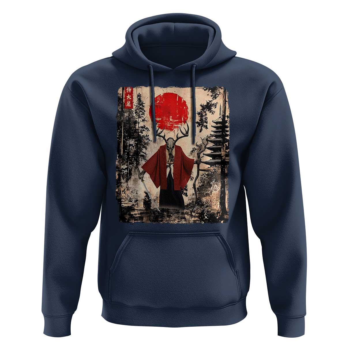 Samurai Wendigo Hoodie Japanese Vintage Graphic Ukiyo-e Art Funny Dark Fantasy - Wonder Print Shop