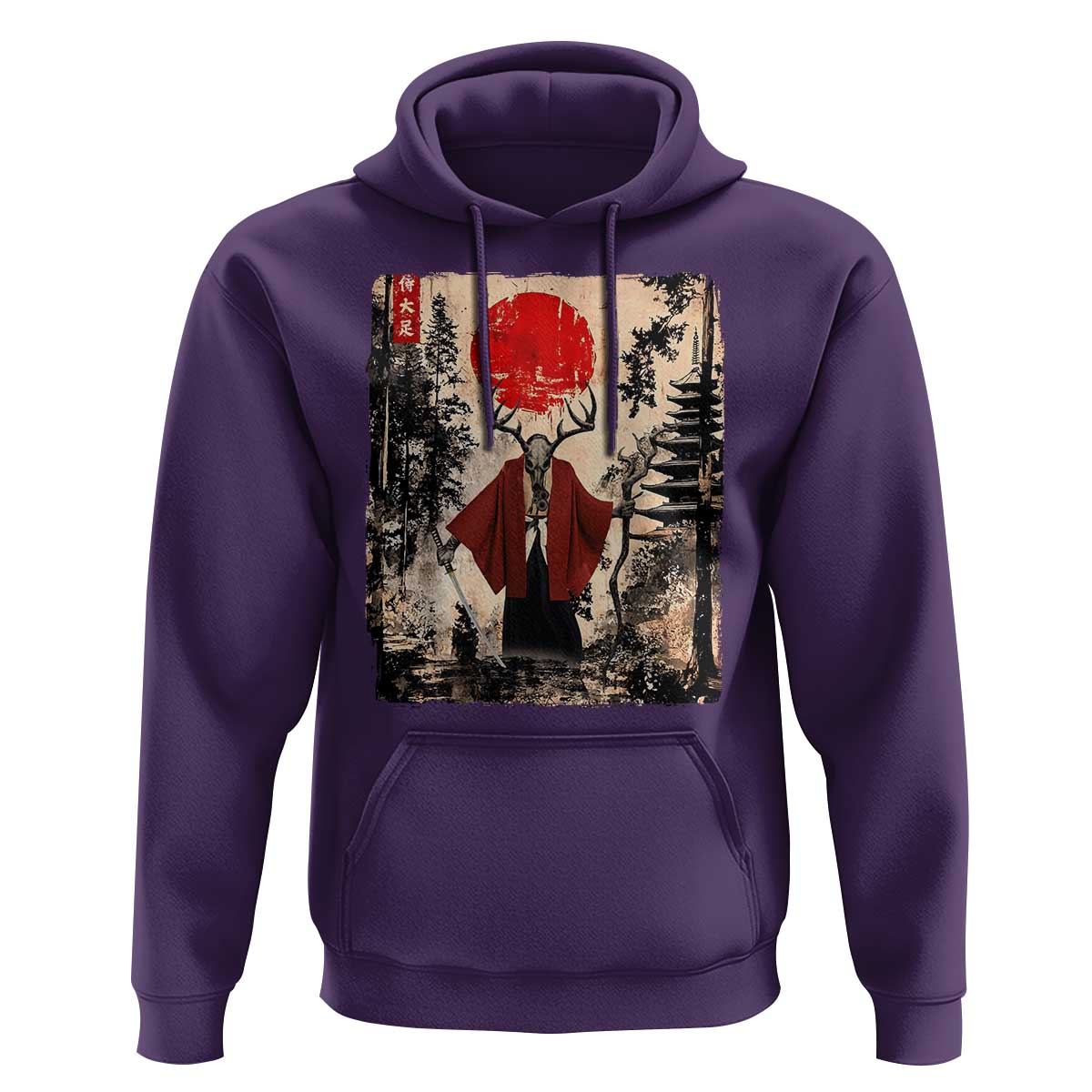 Samurai Wendigo Hoodie Japanese Vintage Graphic Ukiyo-e Art Funny Dark Fantasy - Wonder Print Shop