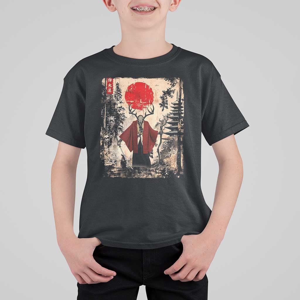 Samurai Wendigo T Shirt For Kid Japanese Vintage Graphic Ukiyo-e Art Funny Dark Fantasy - Wonder Print Shop