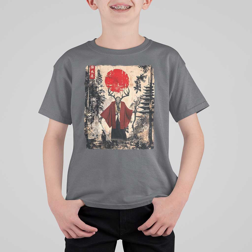 Samurai Wendigo T Shirt For Kid Japanese Vintage Graphic Ukiyo-e Art Funny Dark Fantasy - Wonder Print Shop