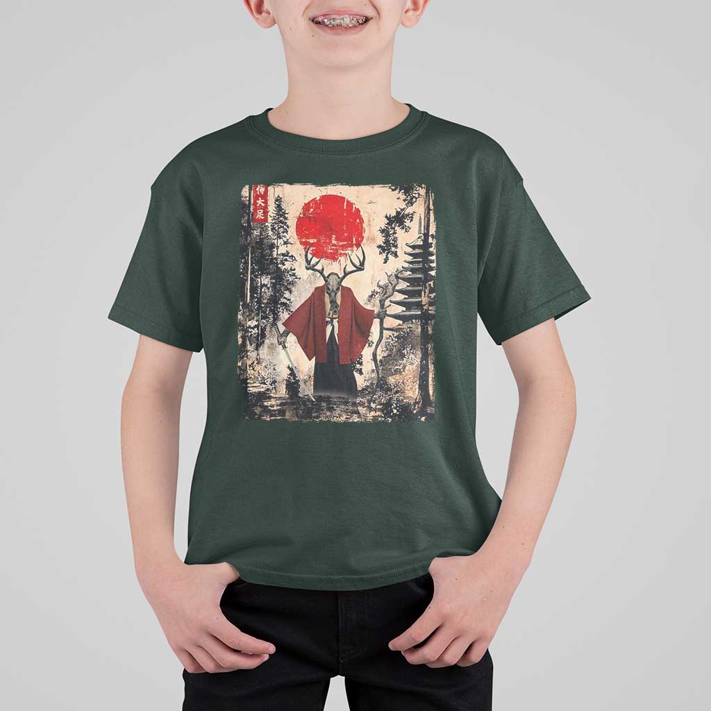 Samurai Wendigo T Shirt For Kid Japanese Vintage Graphic Ukiyo-e Art Funny Dark Fantasy - Wonder Print Shop