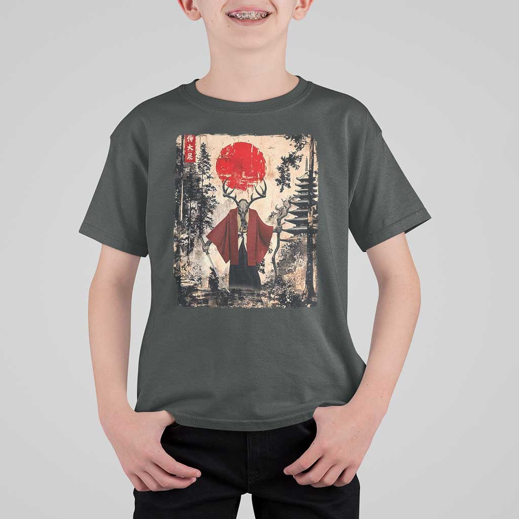 Samurai Wendigo T Shirt For Kid Japanese Vintage Graphic Ukiyo-e Art Funny Dark Fantasy - Wonder Print Shop