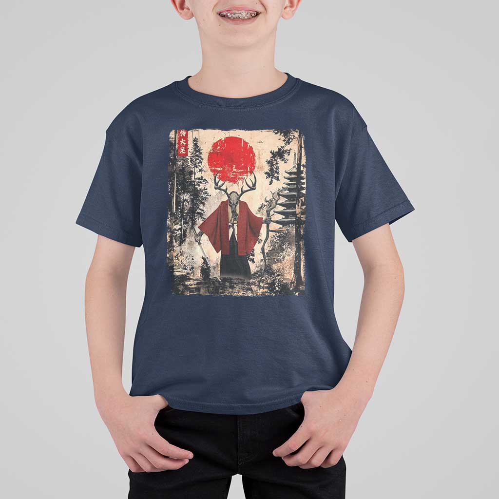 Samurai Wendigo T Shirt For Kid Japanese Vintage Graphic Ukiyo-e Art Funny Dark Fantasy - Wonder Print Shop