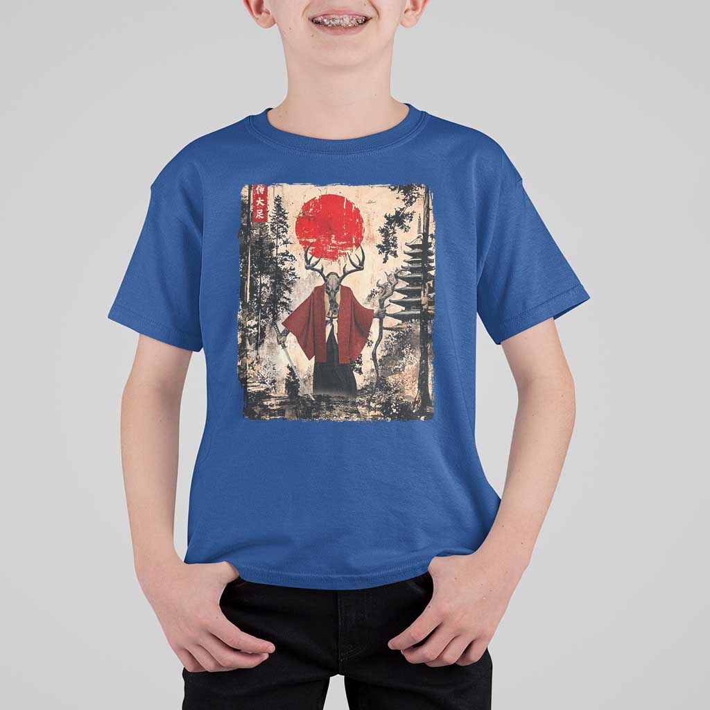 Samurai Wendigo T Shirt For Kid Japanese Vintage Graphic Ukiyo-e Art Funny Dark Fantasy - Wonder Print Shop
