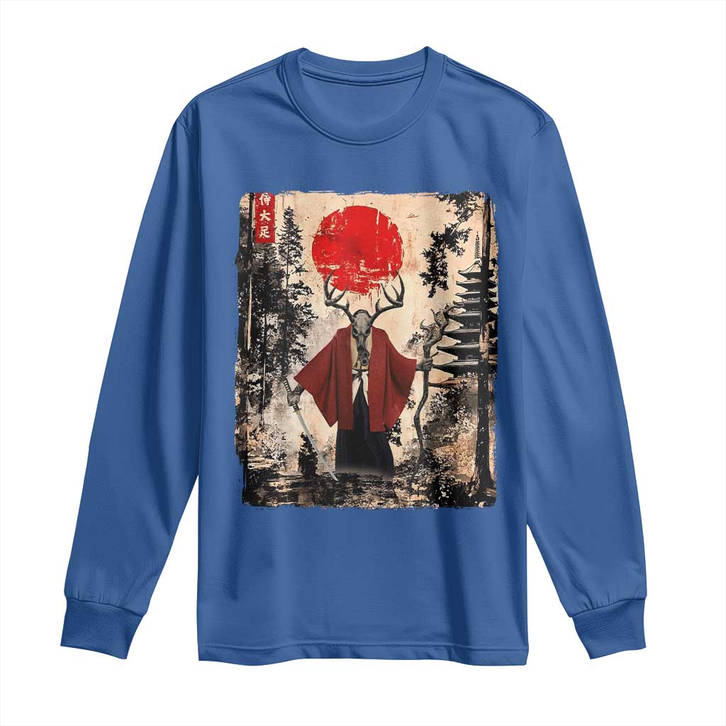 Samurai Wendigo Long Sleeve Shirt Japanese Vintage Graphic Ukiyo-e Art Funny Dark Fantasy - Wonder Print Shop