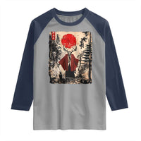 Samurai Wendigo Raglan Shirt Japanese Vintage Graphic Ukiyo-e Art Funny Dark Fantasy - Wonder Print Shop