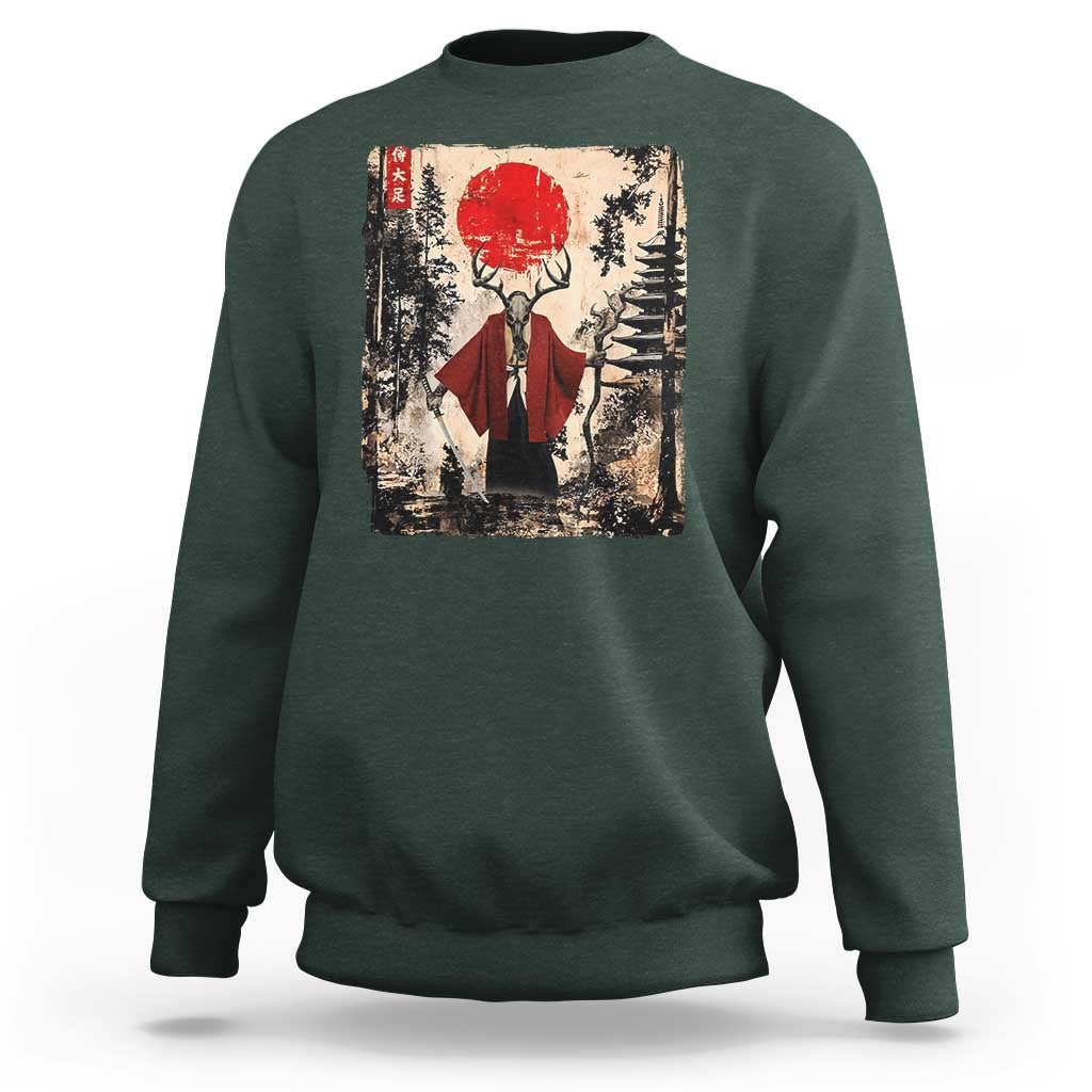 Samurai Wendigo Sweatshirt Japanese Vintage Graphic Ukiyo-e Art Funny Dark Fantasy - Wonder Print Shop