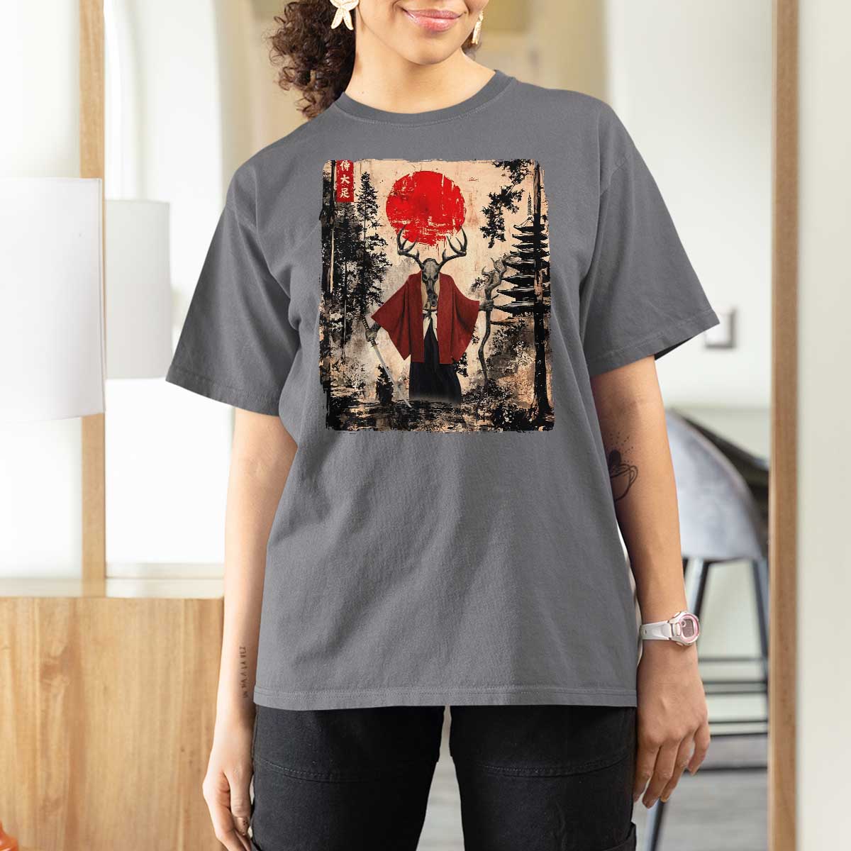 Samurai Wendigo T Shirt For Women Japanese Vintage Graphic Ukiyo-e Art Funny Dark Fantasy - Wonder Print Shop