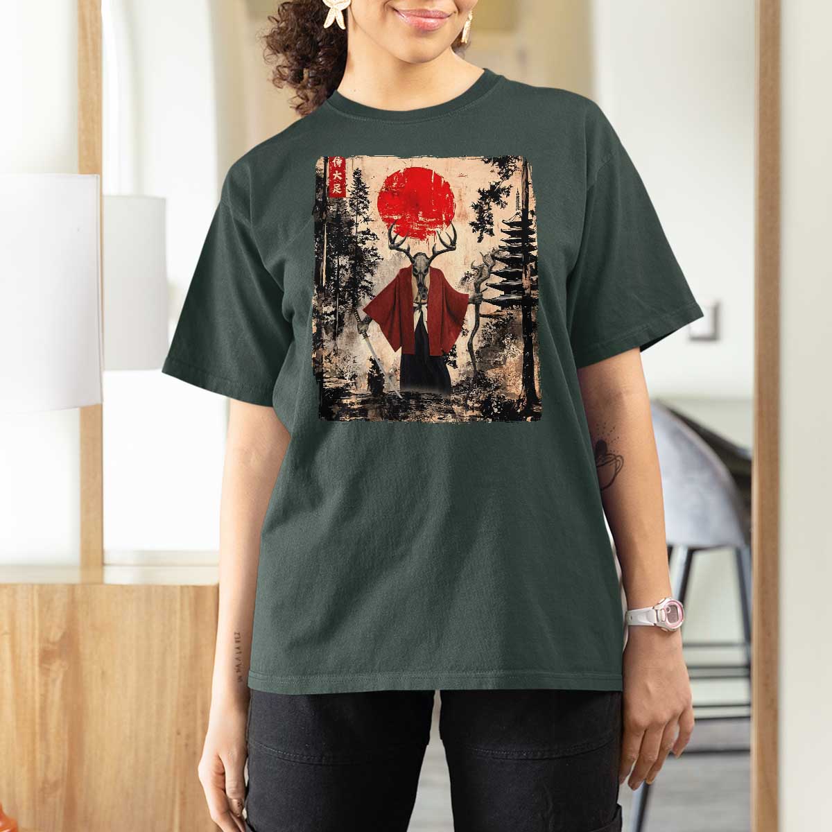 Samurai Wendigo T Shirt For Women Japanese Vintage Graphic Ukiyo-e Art Funny Dark Fantasy - Wonder Print Shop