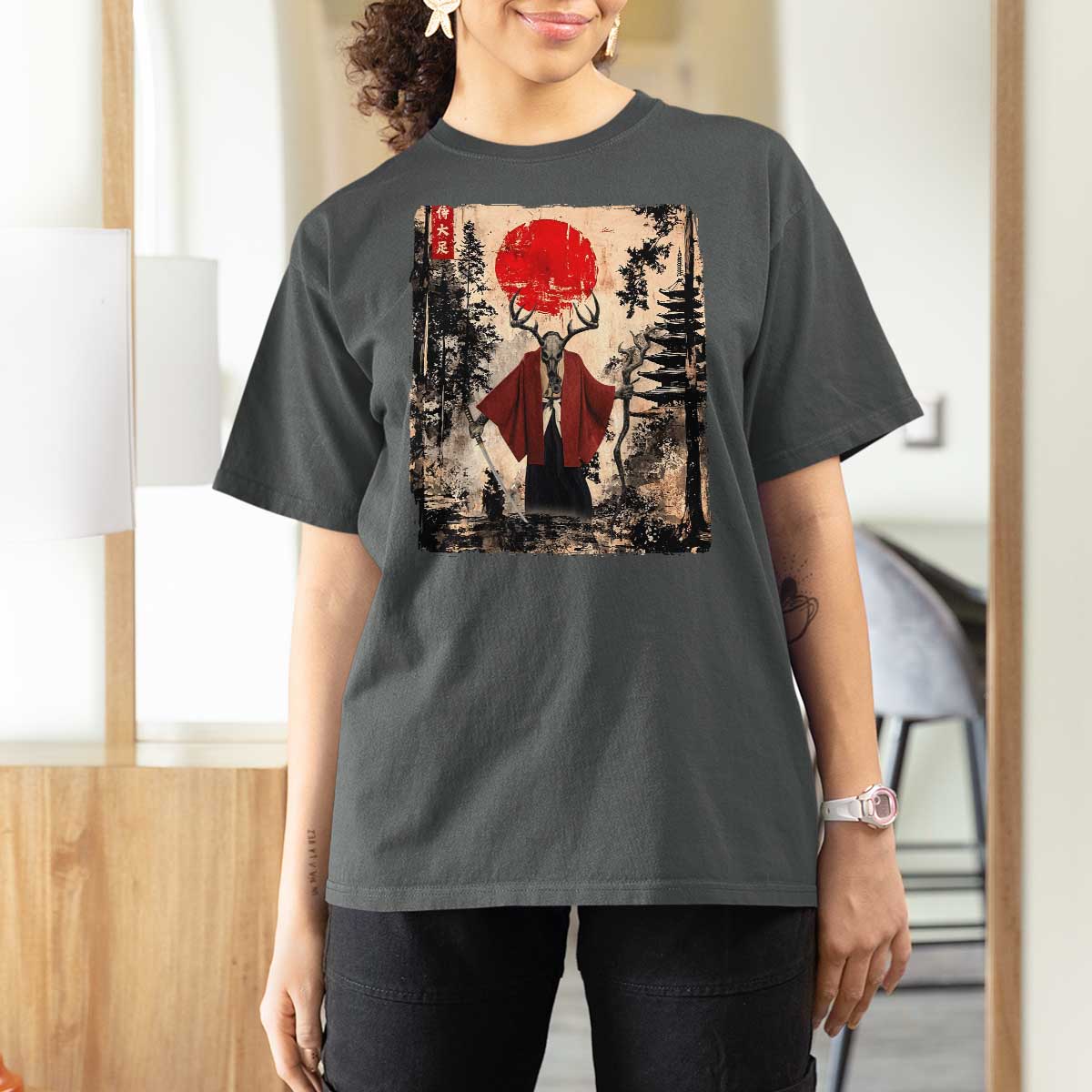 Samurai Wendigo T Shirt For Women Japanese Vintage Graphic Ukiyo-e Art Funny Dark Fantasy - Wonder Print Shop