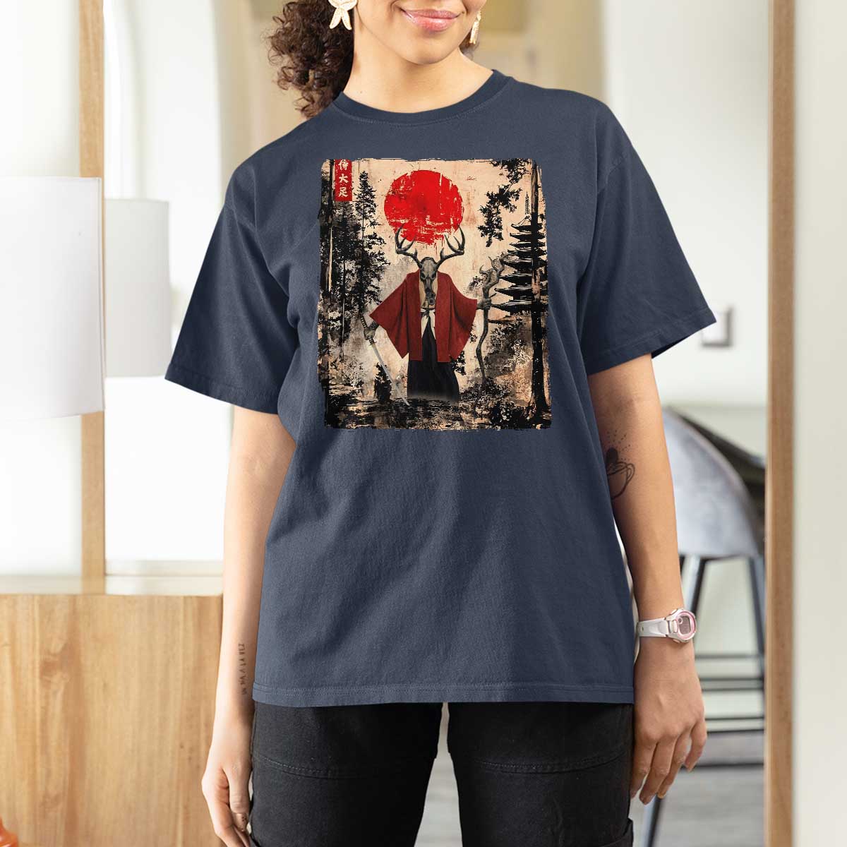 Samurai Wendigo T Shirt For Women Japanese Vintage Graphic Ukiyo-e Art Funny Dark Fantasy - Wonder Print Shop