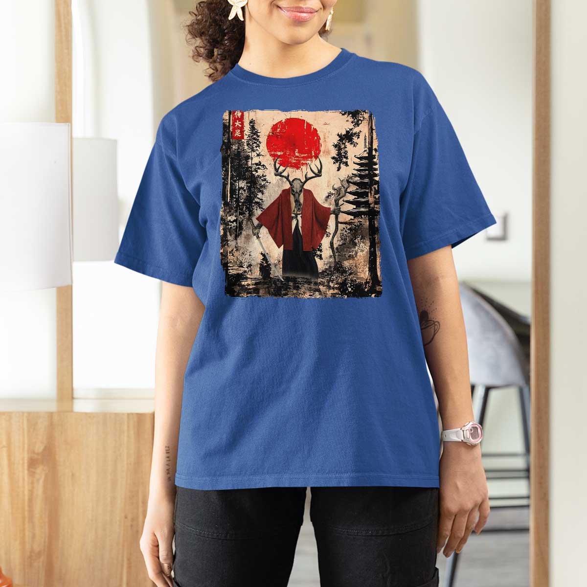 Samurai Wendigo T Shirt For Women Japanese Vintage Graphic Ukiyo-e Art Funny Dark Fantasy - Wonder Print Shop