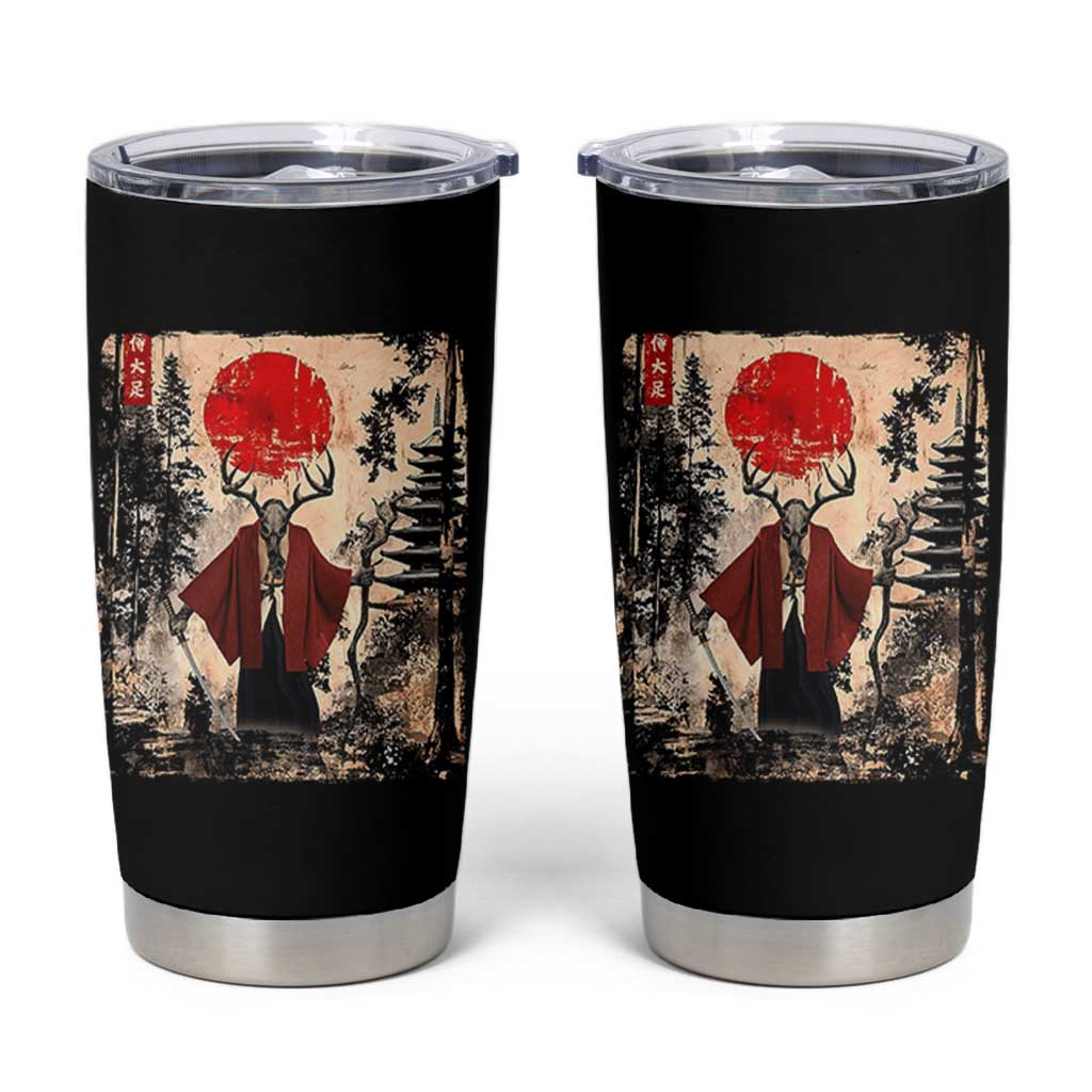 Samurai Wendigo Tumbler Cup Japanese Vintage Graphic Ukiyo-e Art Funny Dark Fantasy - Wonder Print Shop