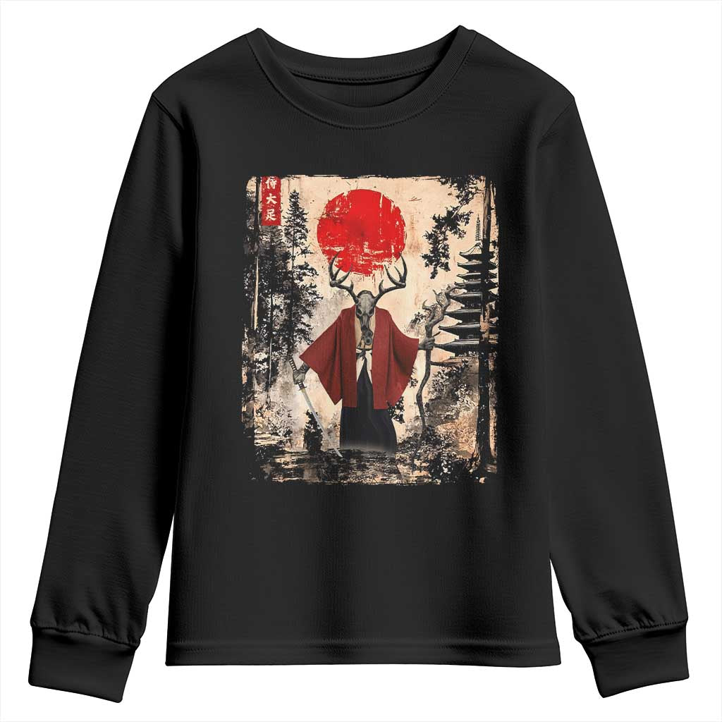 Samurai Wendigo Youth Sweatshirt Japanese Vintage Graphic Ukiyo-e Art Funny Dark Fantasy - Wonder Print Shop