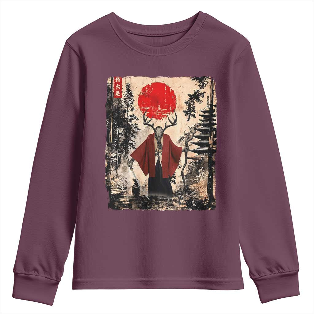 Samurai Wendigo Youth Sweatshirt Japanese Vintage Graphic Ukiyo-e Art Funny Dark Fantasy - Wonder Print Shop