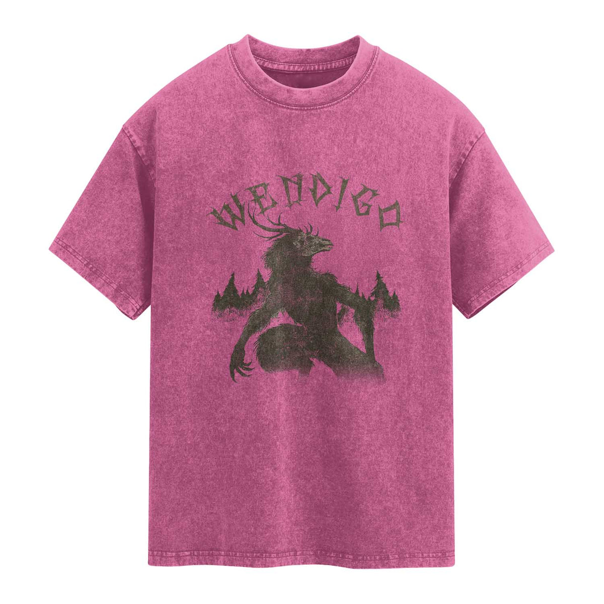 Wendigo Washed Cotton T-Shirt Horror Cryptid Occult Dark Fantasy