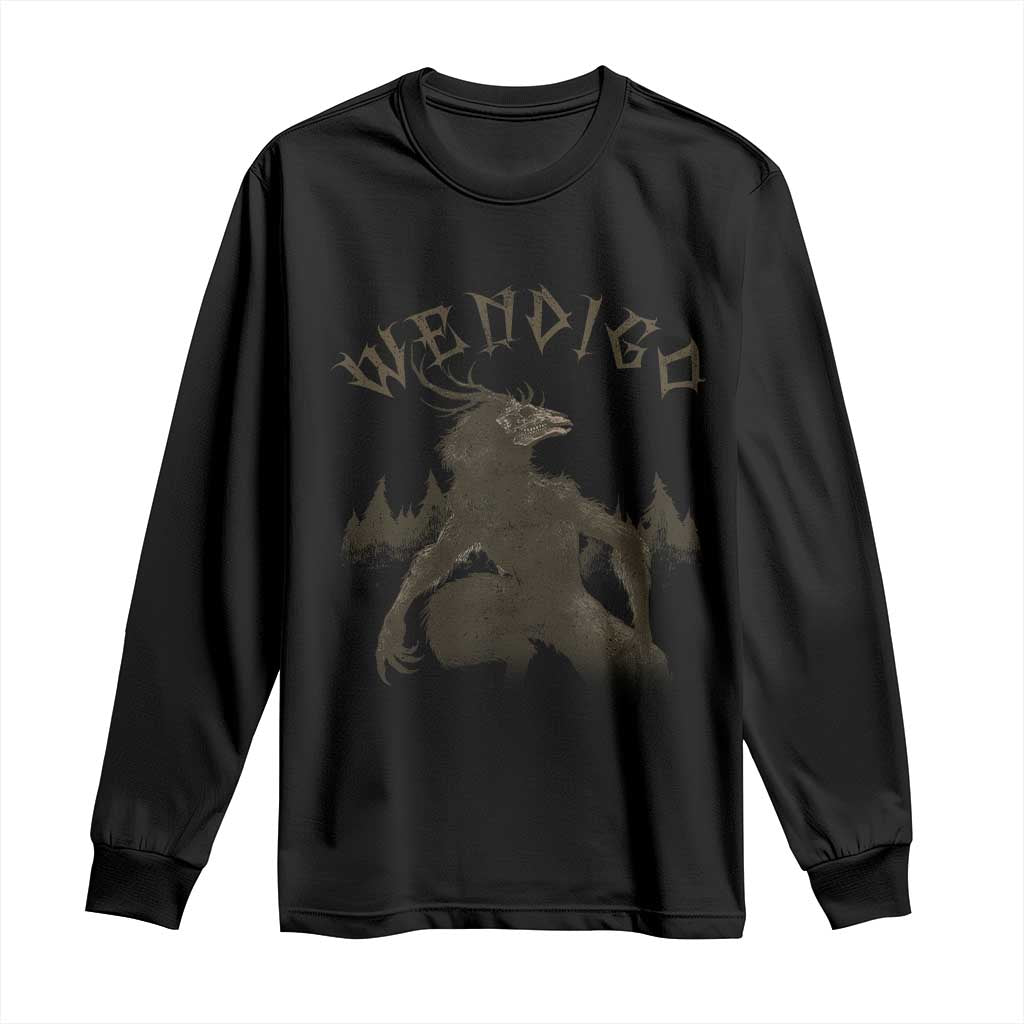 Wendigo Long Sleeve Shirt Horror Cryptid Occult Dark Fantasy - Wonder Print Shop