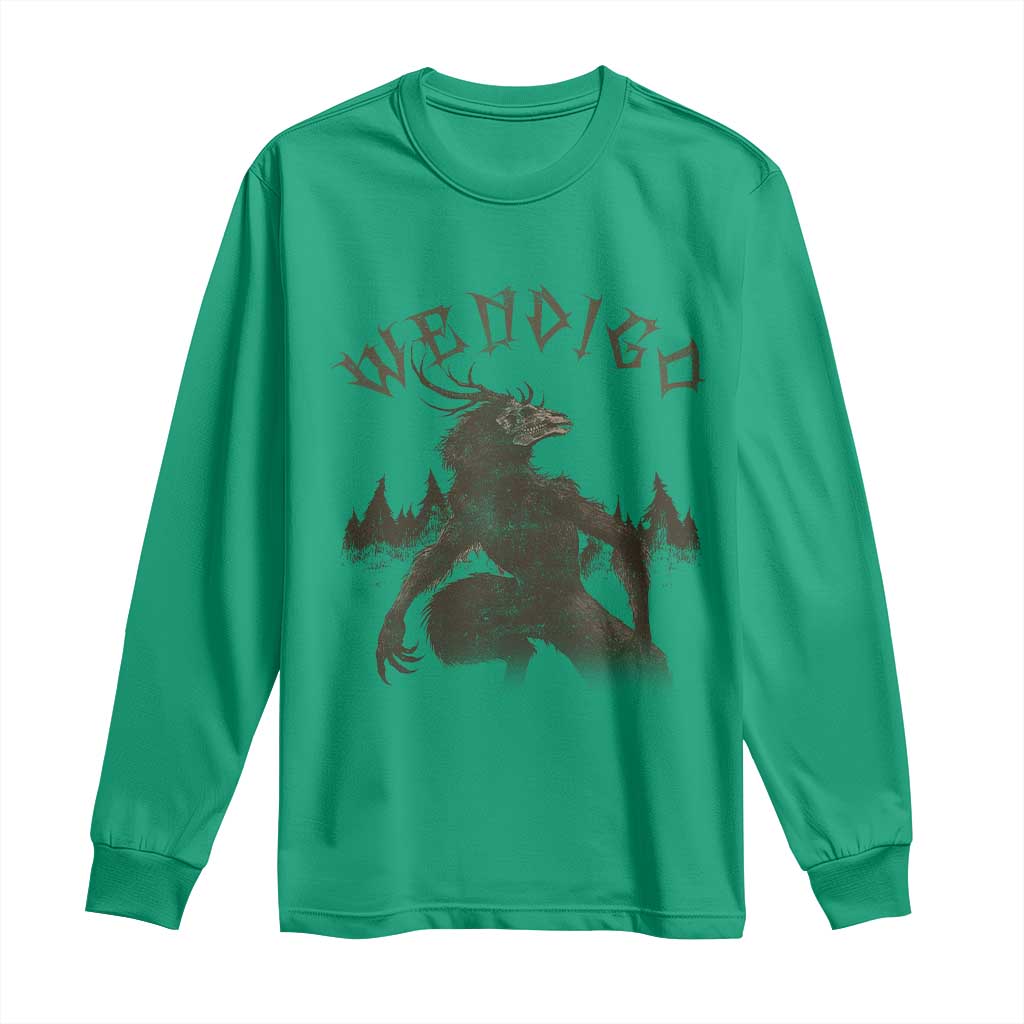 Wendigo Long Sleeve Shirt Horror Cryptid Occult Dark Fantasy - Wonder Print Shop