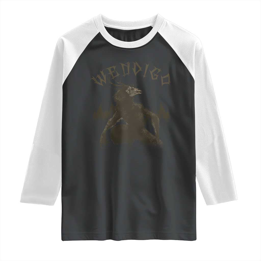 Wendigo Raglan Shirt Horror Cryptid Occult Dark Fantasy - Wonder Print Shop
