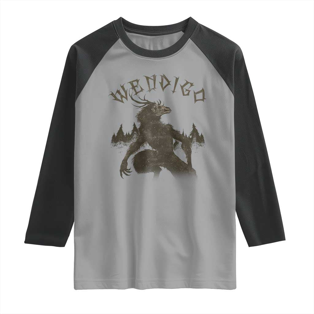 Wendigo Raglan Shirt Horror Cryptid Occult Dark Fantasy - Wonder Print Shop