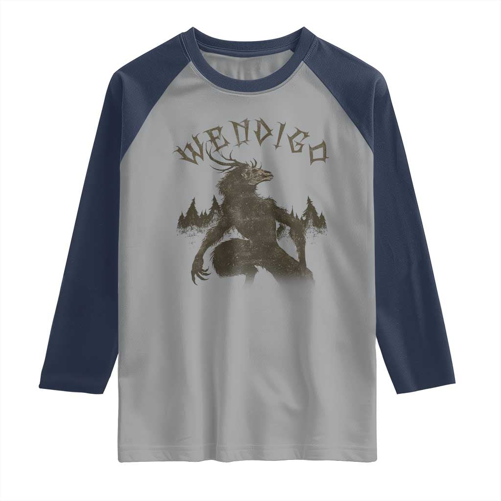 Wendigo Raglan Shirt Horror Cryptid Occult Dark Fantasy - Wonder Print Shop