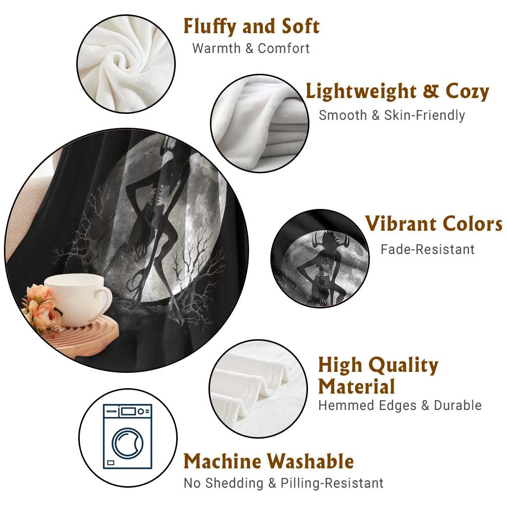 Wendigo Throw Blanket Cryptid Horror Moon Mythical Creature Halloween - Wonder Print Shop