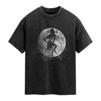 Wendigo Washed Cotton T-Shirt Cryptid Horror Moon Mythical Creature Halloween