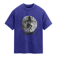 Wendigo Washed Cotton T-Shirt Cryptid Horror Moon Mythical Creature Halloween