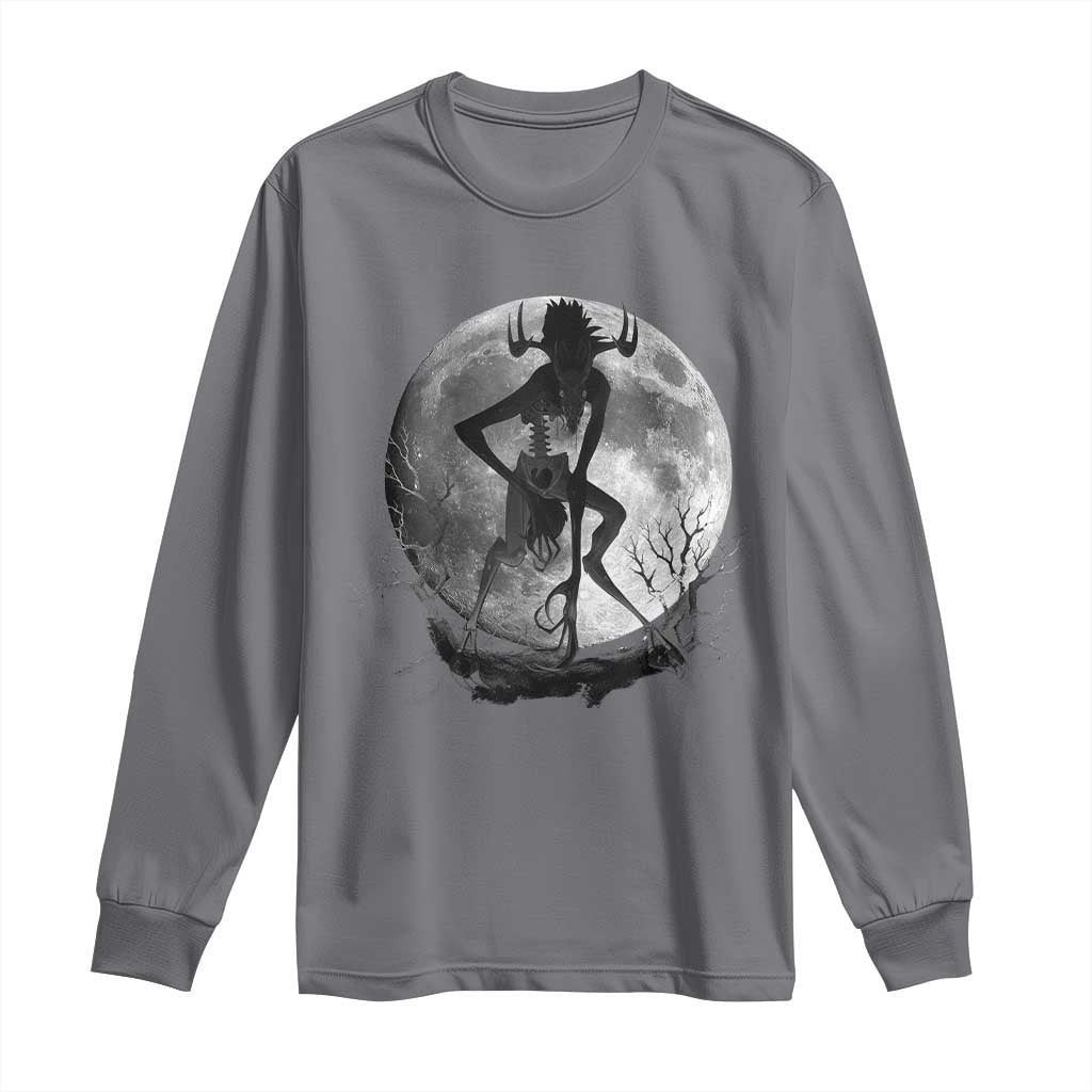 Wendigo Long Sleeve Shirt Cryptid Horror Moon Mythical Creature Halloween - Wonder Print Shop