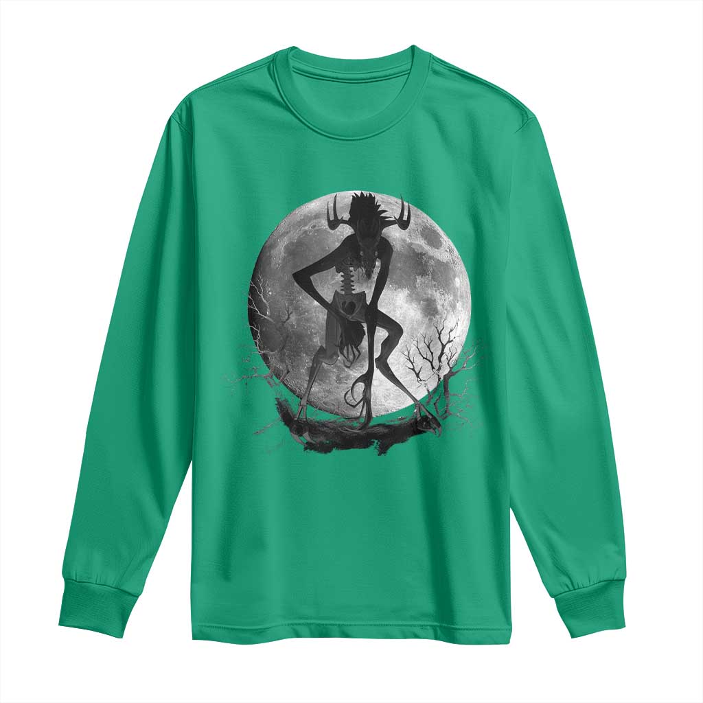Wendigo Long Sleeve Shirt Cryptid Horror Moon Mythical Creature Halloween - Wonder Print Shop