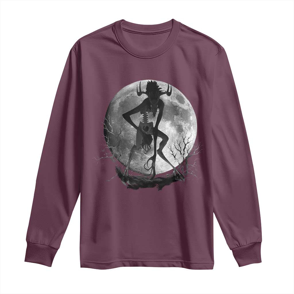 Wendigo Long Sleeve Shirt Cryptid Horror Moon Mythical Creature Halloween - Wonder Print Shop