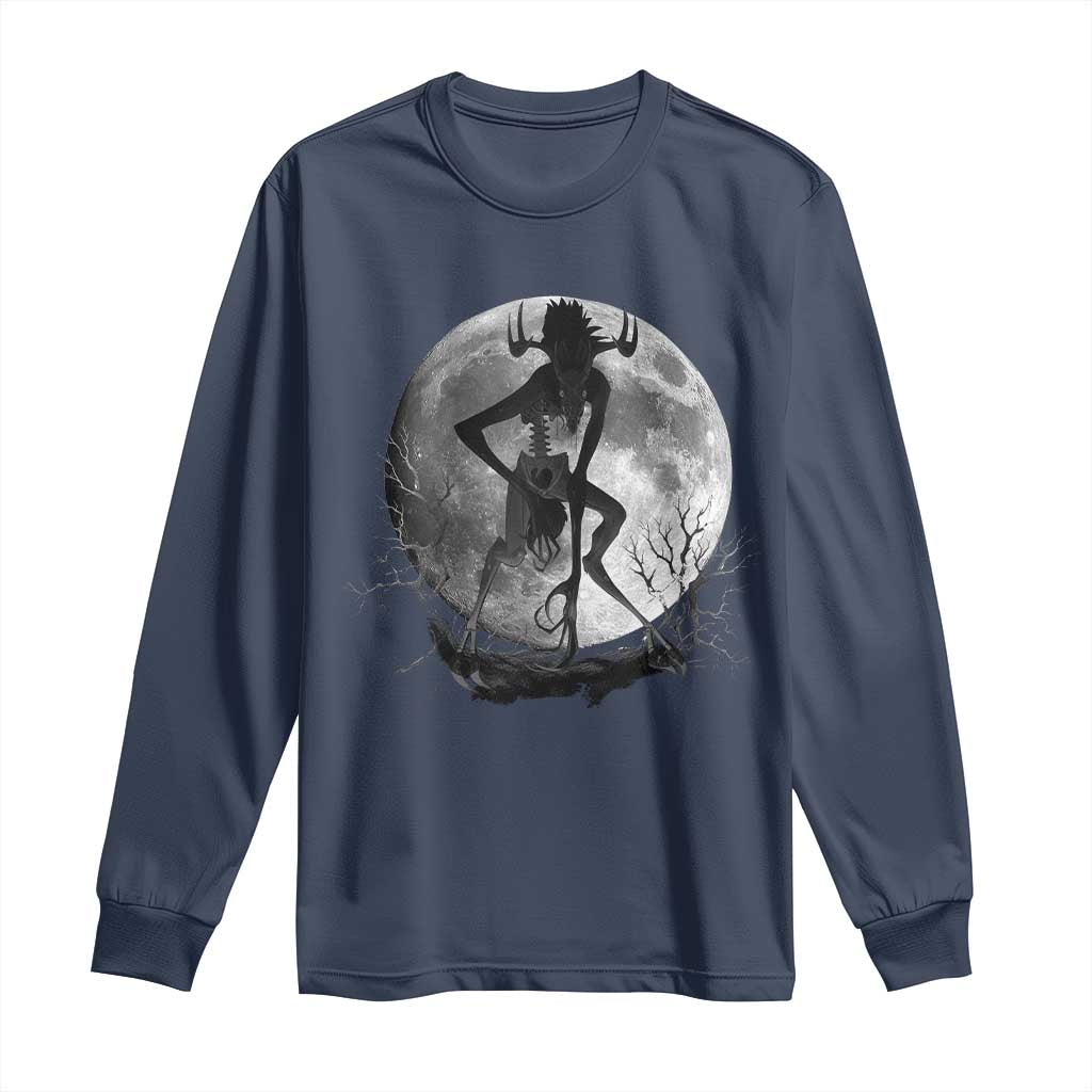 Wendigo Long Sleeve Shirt Cryptid Horror Moon Mythical Creature Halloween - Wonder Print Shop