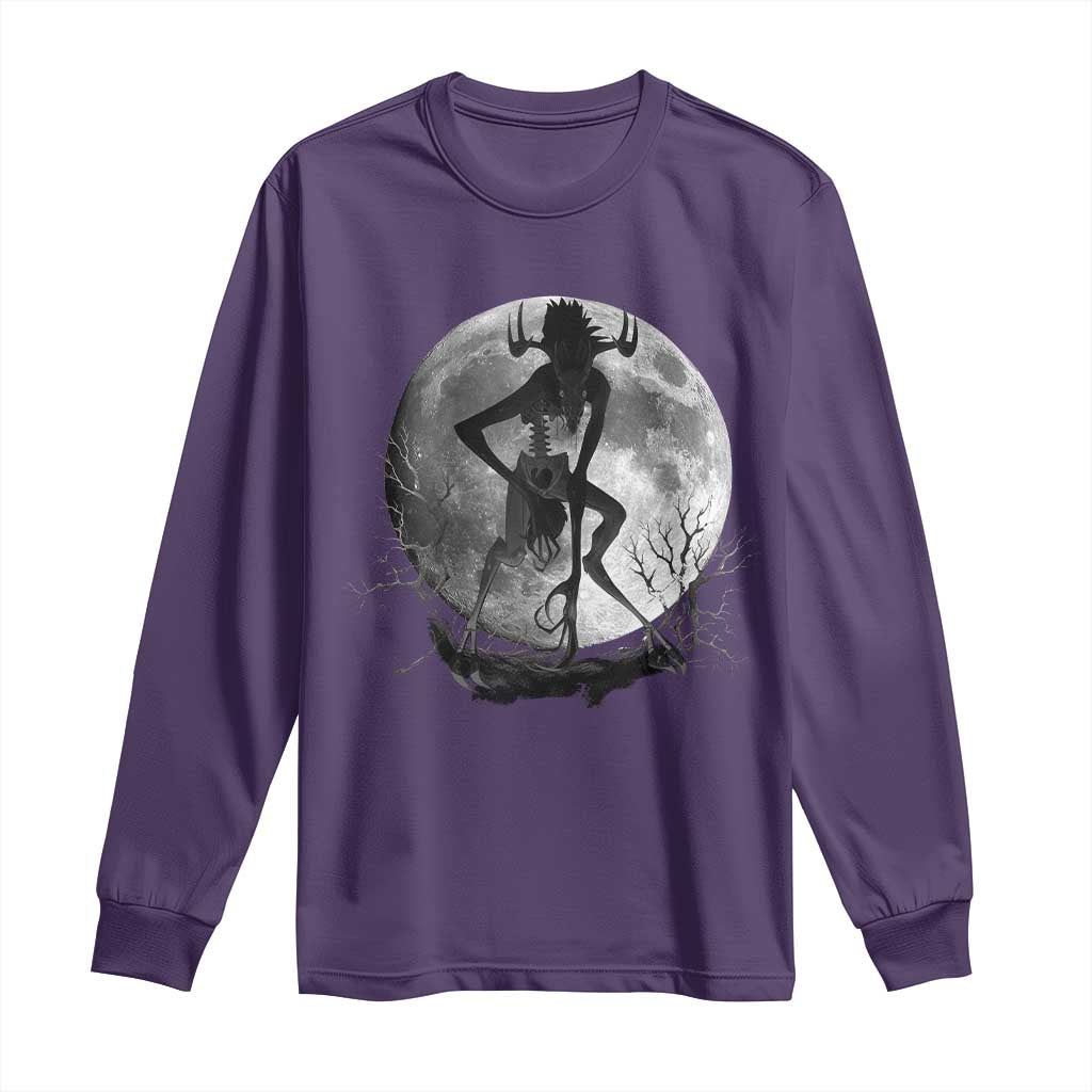Wendigo Long Sleeve Shirt Cryptid Horror Moon Mythical Creature Halloween - Wonder Print Shop