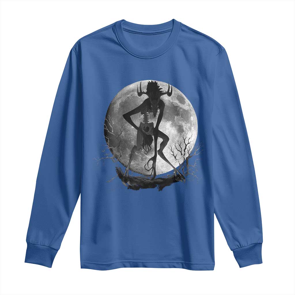Wendigo Long Sleeve Shirt Cryptid Horror Moon Mythical Creature Halloween - Wonder Print Shop