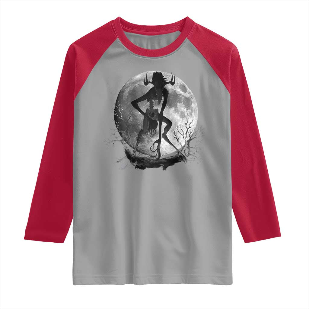 Wendigo Raglan Shirt Cryptid Horror Moon Mythical Creature Halloween - Wonder Print Shop