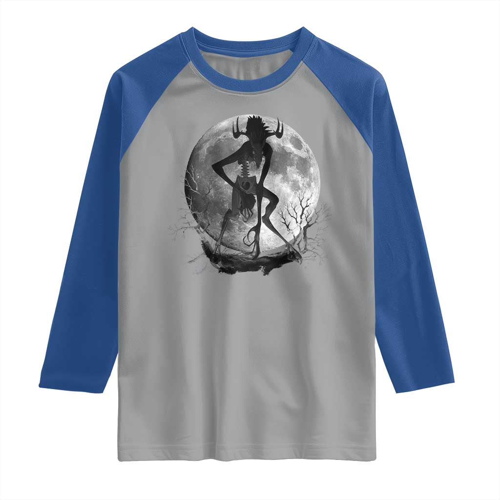 Wendigo Raglan Shirt Cryptid Horror Moon Mythical Creature Halloween - Wonder Print Shop
