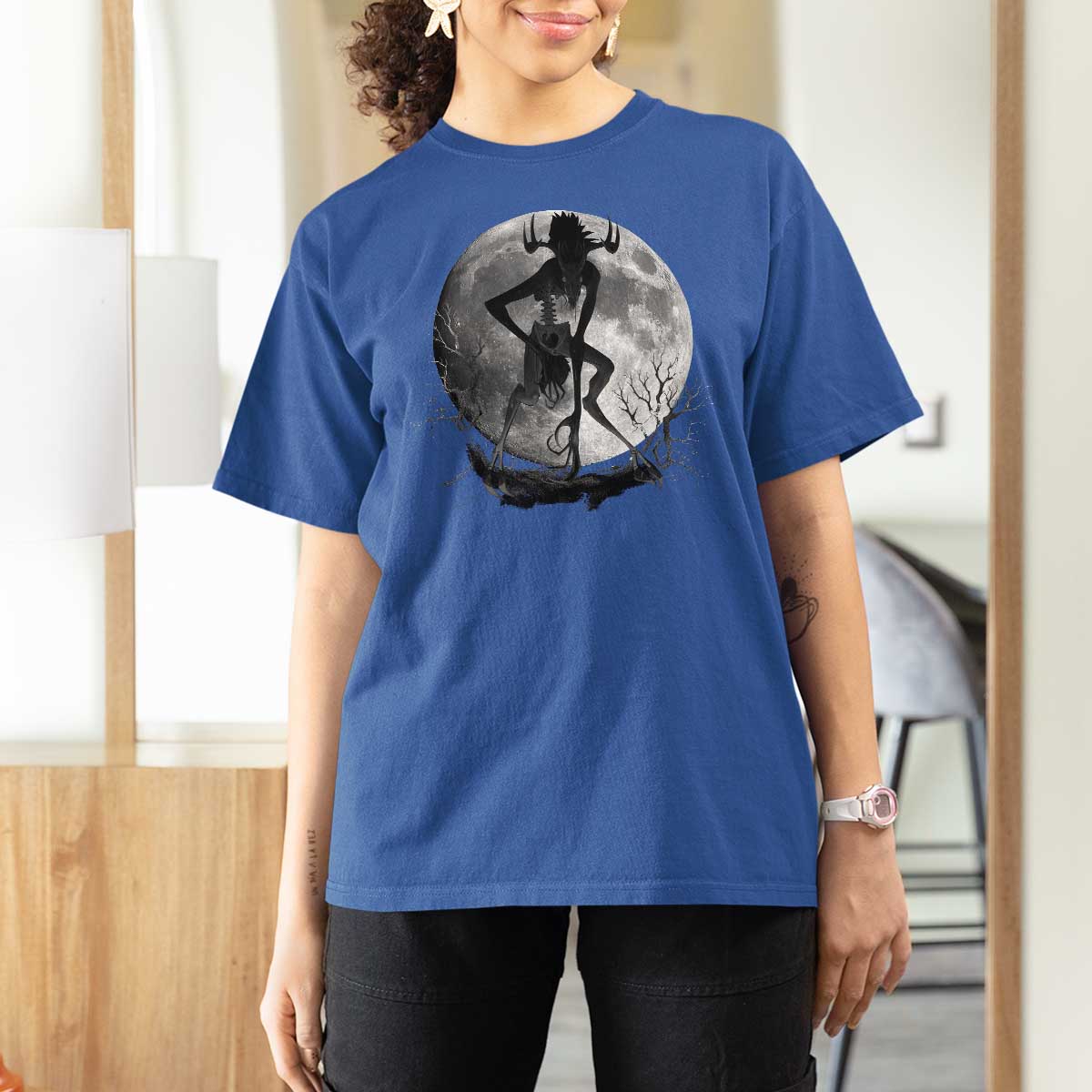 Wendigo T Shirt For Women Cryptid Horror Moon Mythical Creature Halloween - Wonder Print Shop