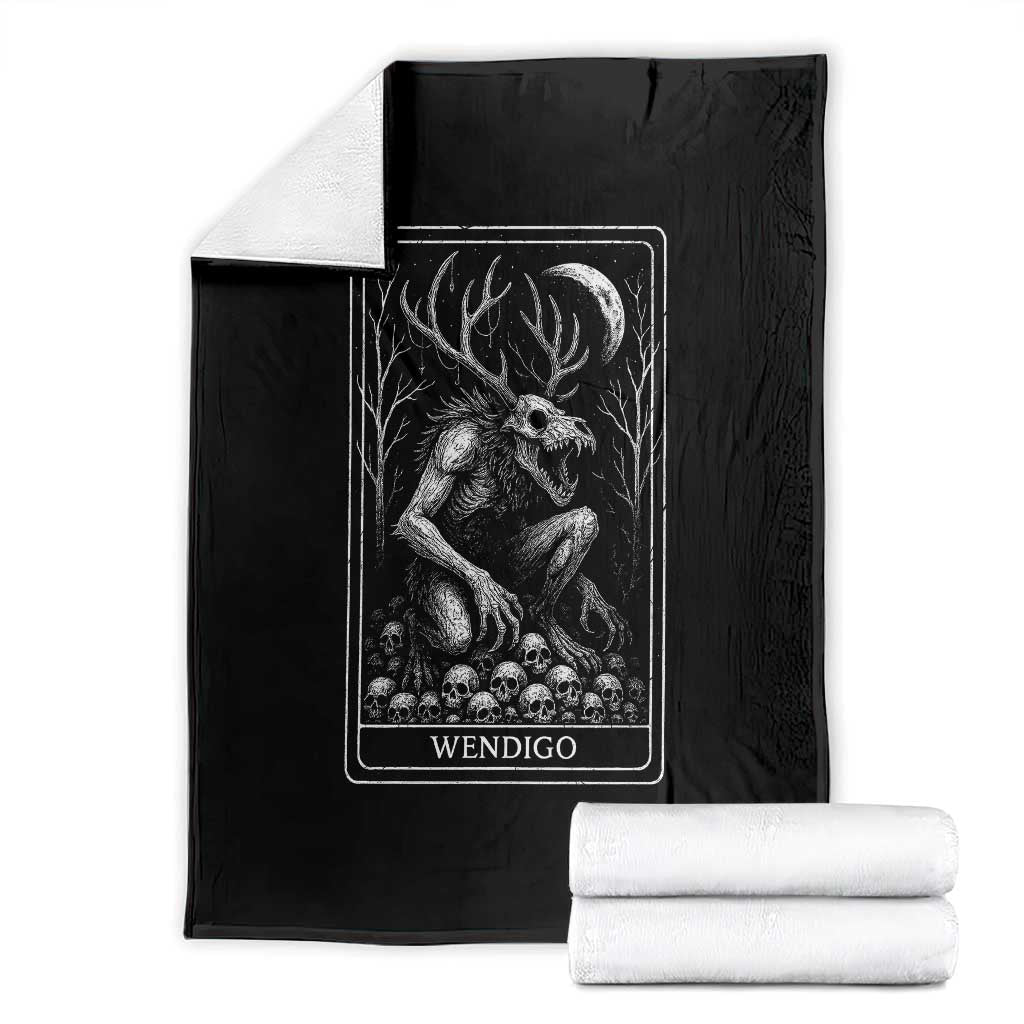 Wendigo Throw Blanket Tarot Card Horror Cryptid Occult Dark Fantasy - Wonder Print Shop