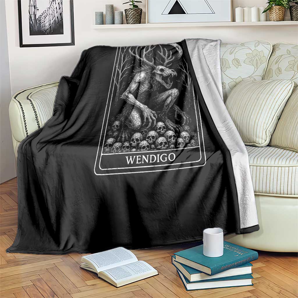 Wendigo Throw Blanket Tarot Card Horror Cryptid Occult Dark Fantasy - Wonder Print Shop