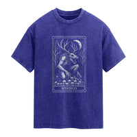 Wendigo Washed Cotton T-Shirt Tarot Card Horror Cryptid Occult Dark Fantasy