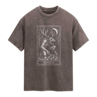 Wendigo Washed Cotton T-Shirt Tarot Card Horror Cryptid Occult Dark Fantasy