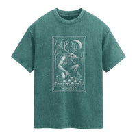 Wendigo Washed Cotton T-Shirt Tarot Card Horror Cryptid Occult Dark Fantasy